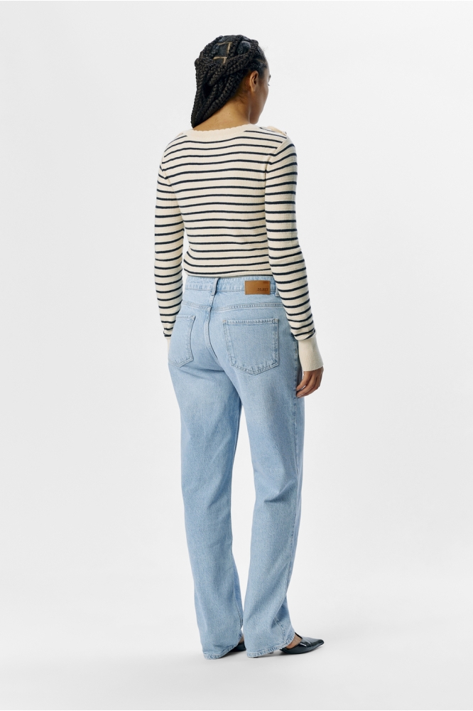 OBJSAVA ELLEN MW STRAIGHT JEANS NOO 23044715 Light Blue Denim